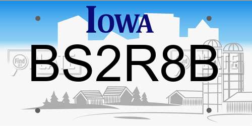 BS2R8B Iowa License Plate