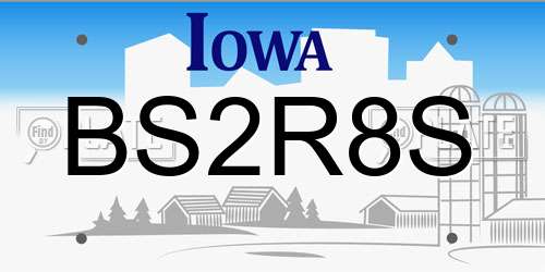 BS2R8S Iowa License Plate