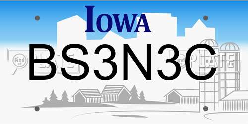 BS3N3C Iowa License Plate