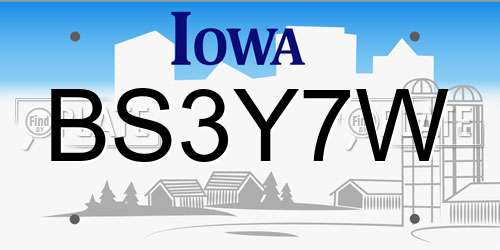 BS3Y7W Iowa License Plate
