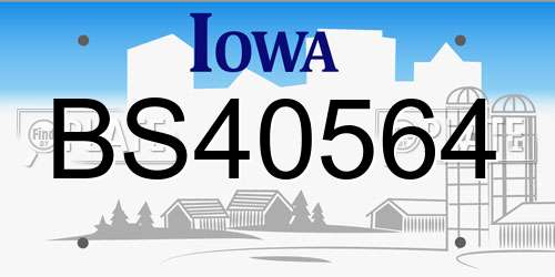 BS40564 Iowa License Plate