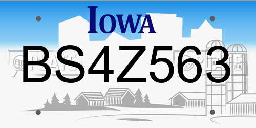 BS4Z563 Iowa License Plate