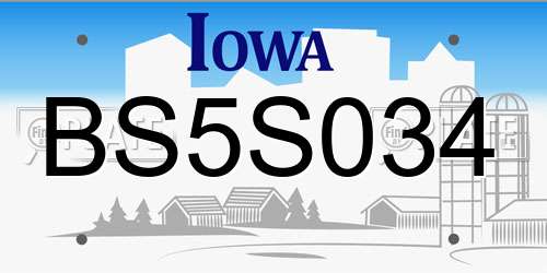 BS5S034 Iowa License Plate