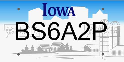 BS6A2P Iowa License Plate