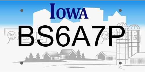 BS6A7P Iowa License Plate