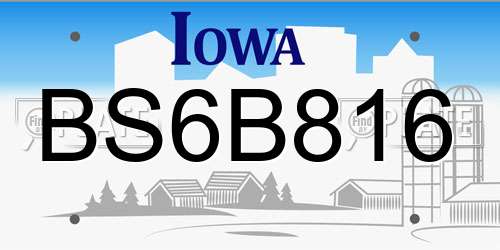 BS6B816 Iowa License Plate