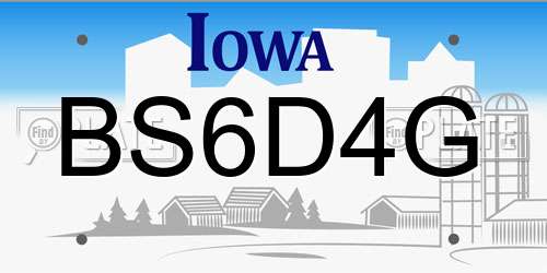 BS6D4G Iowa License Plate