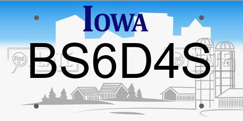 BS6D4S Iowa License Plate
