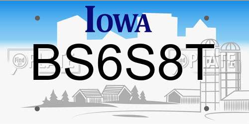 BS6S8T Iowa License Plate