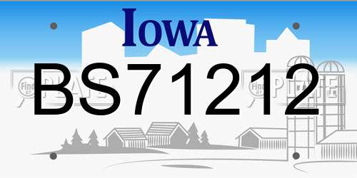 BS71212 Iowa License Plate