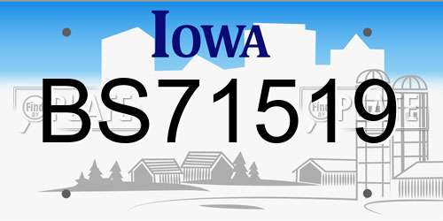 BS71519 Iowa License Plate