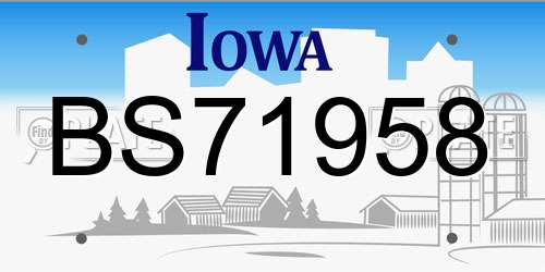 BS71958 Iowa License Plate