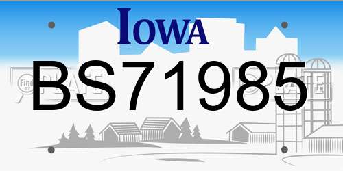 BS71985 Iowa License Plate