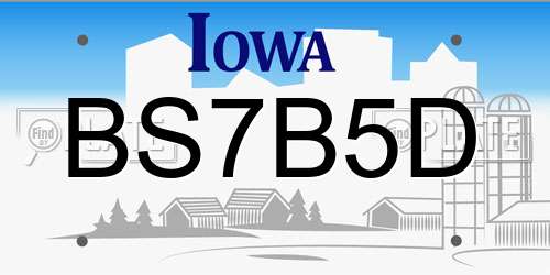 BS7B5D Iowa License Plate