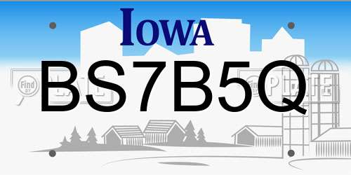 BS7B5Q Iowa License Plate