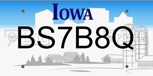 BS7B8Q Iowa License Plate