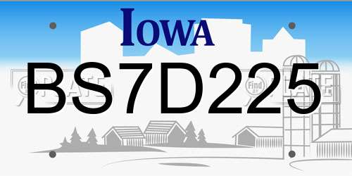 BS7D225 Iowa License Plate