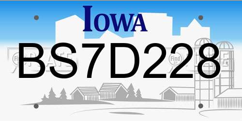 BS7D228 Iowa License Plate