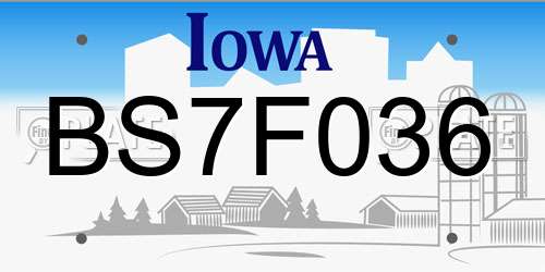 BS7F036 Iowa License Plate
