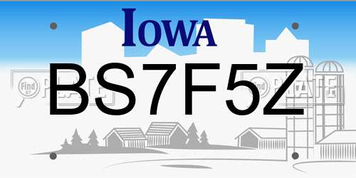 BS7F5Z Iowa License Plate