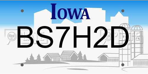 BS7H2D Iowa License Plate