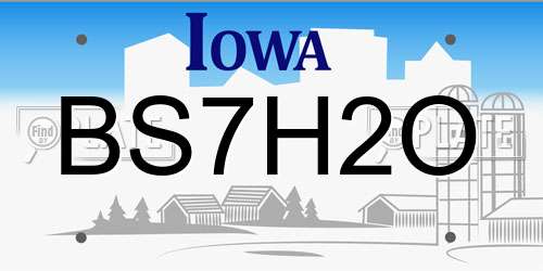 BS7H2O Iowa License Plate