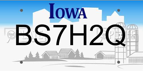 BS7H2Q Iowa License Plate