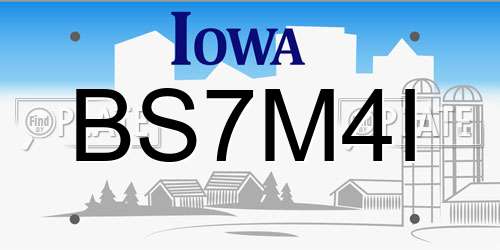BS7M4I Iowa License Plate