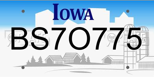 BS7O775 Iowa License Plate