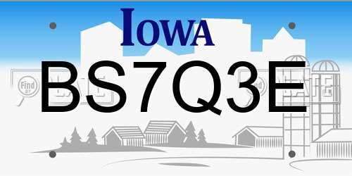 BS7Q3E Iowa License Plate