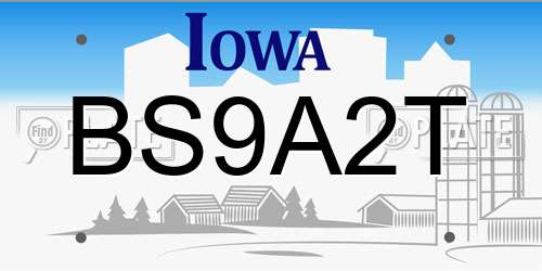 BS9A2T Iowa License Plate