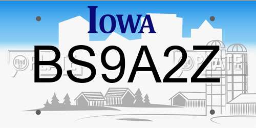 BS9A2Z Iowa License Plate