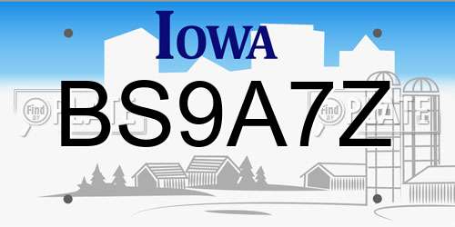 BS9A7Z Iowa License Plate