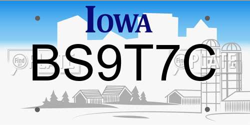 BS9T7C Iowa License Plate