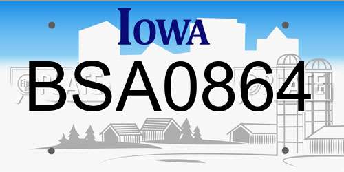 BSA0864 Iowa License Plate