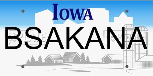 BSAKANA Iowa License Plate