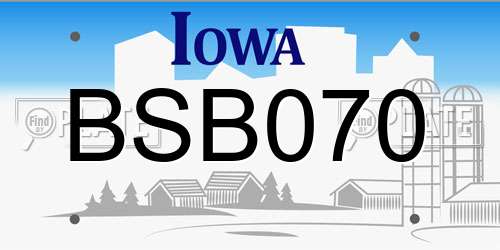 BSB070 Iowa License Plate