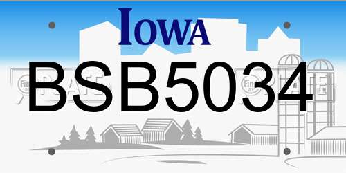 BSB5034 Iowa License Plate