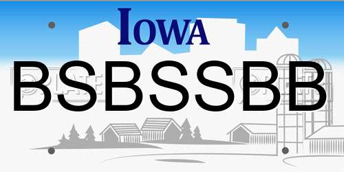 BSBSSBB Iowa License Plate