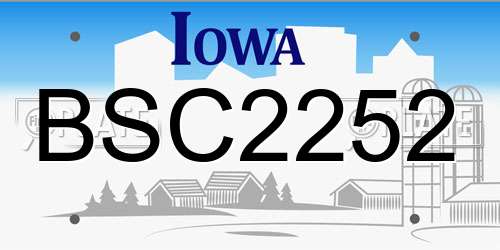 BSC2252 Iowa License Plate