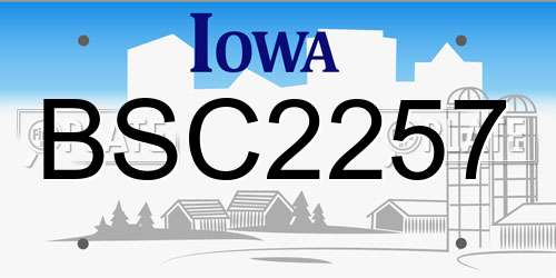 BSC2257 Iowa License Plate