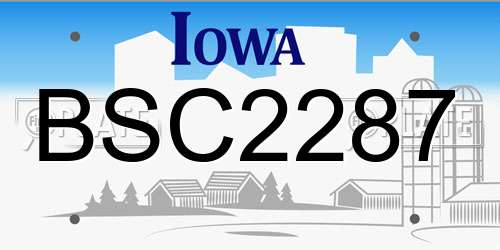 BSC2287 Iowa License Plate