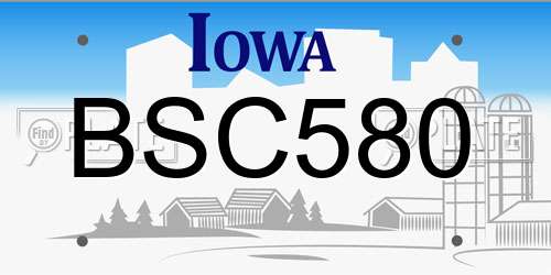BSC580 Iowa License Plate