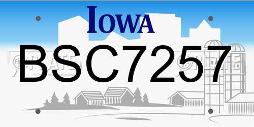 BSC7257 Iowa License Plate