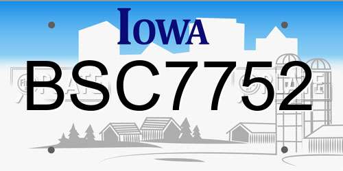 BSC7752 Iowa License Plate