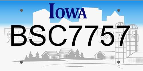BSC7757 Iowa License Plate