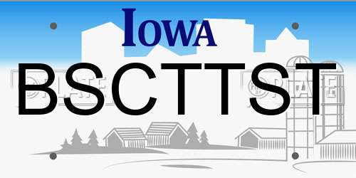 BSCTTST Iowa License Plate