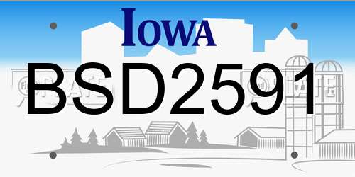 BSD2591 Iowa License Plate