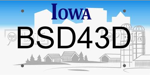 BSD43D Iowa License Plate
