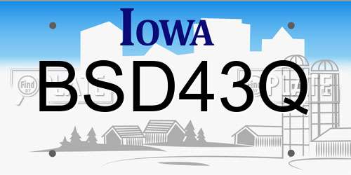 BSD43Q Iowa License Plate